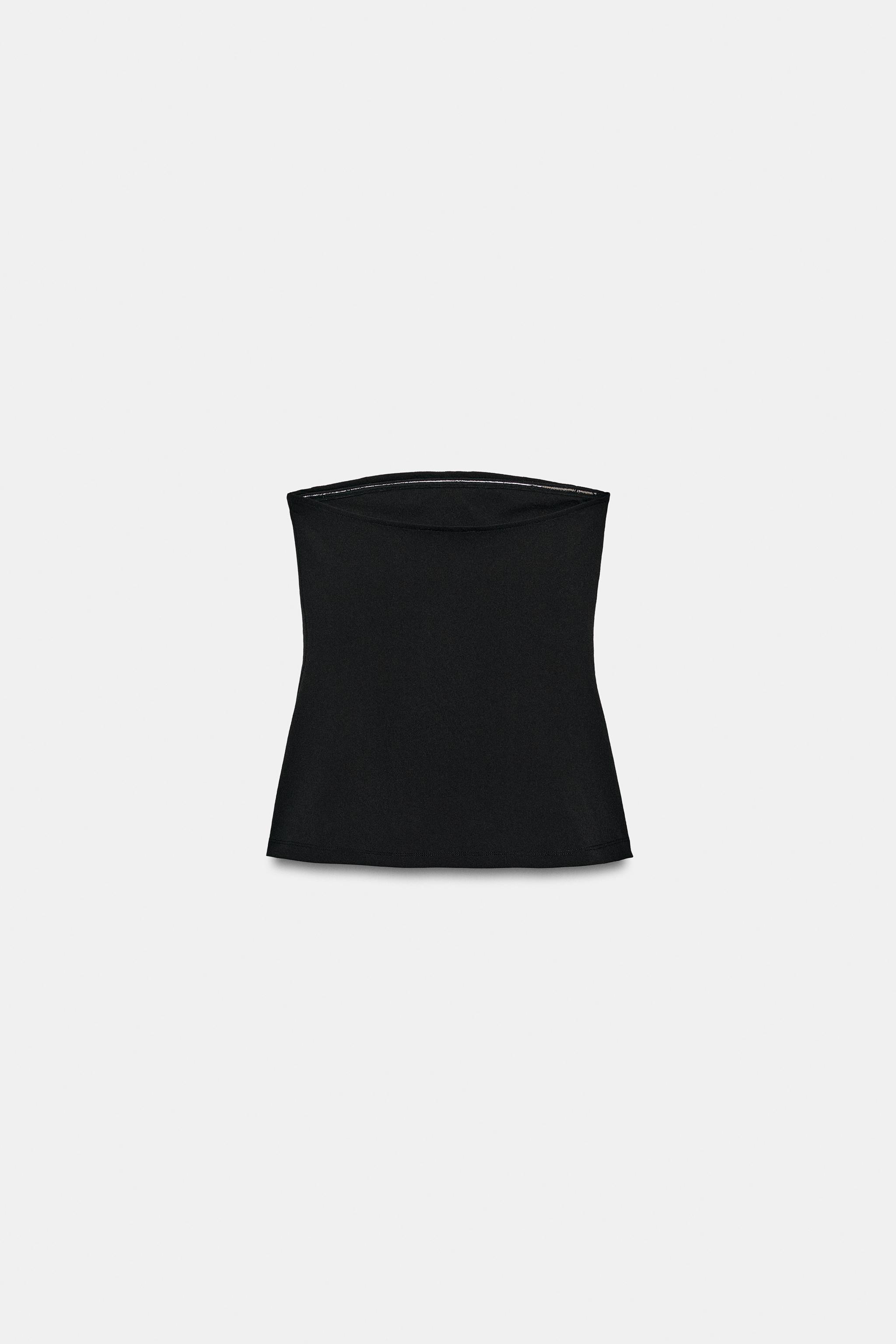 STRETCH STRAPLESS TOP WITH SLITS